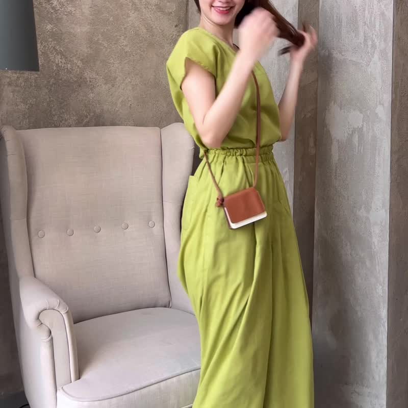 Ivy Long Pants wide leg cotton - 男長褲/休閒褲 - 棉．麻 綠色