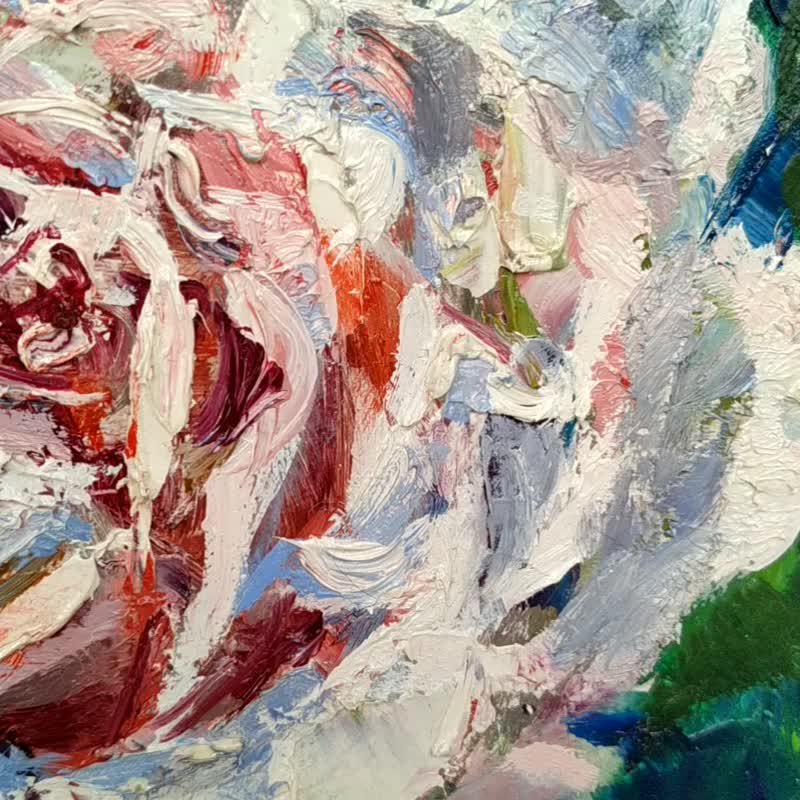 用玫瑰绘画 Rose Painting 用鲜花绘 Flower Original Art Artwork Floral Oil Wall Art 油畫原作 - 海報/掛畫/掛布 - 其他材質 多色