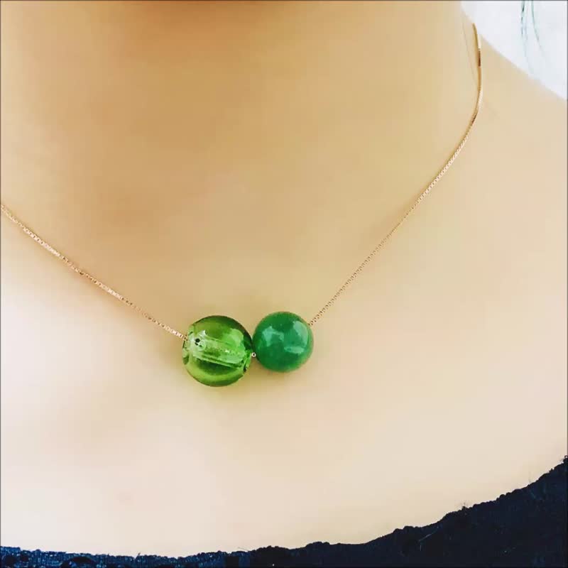 Aventurine May Birthstone Aromatherapy Necklace Rose Gold 925 Sterling Silver - Necklaces - Gemstone Green