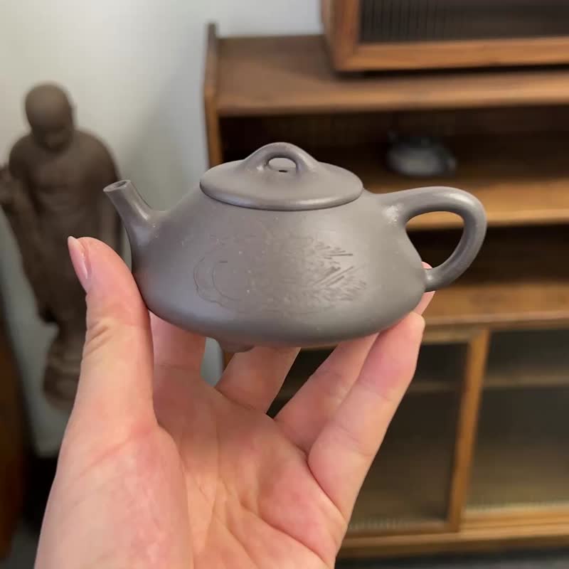 镜瓢 把玩器 130cc 原矿顶级天青料 砂感温润 型体稳重高雅 壶 - 茶壺/茶杯/茶具 - 陶 灰色