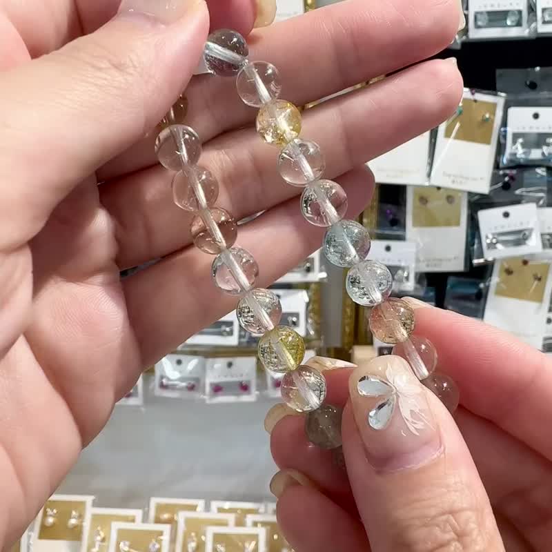 精品自用冰彩托帕石水晶手珠8mm23.50g增強表達能力說服力 - 手鍊/手環 - 水晶 多色