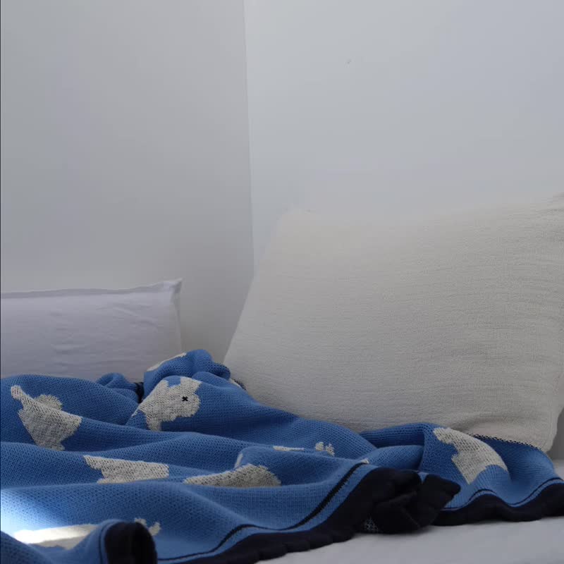 Cute rabbit cotton four-season blanket, super soft sofa blanket, suitable for adults and children as a winter home blanket - ผ้าห่ม - ผ้าฝ้าย/ผ้าลินิน 