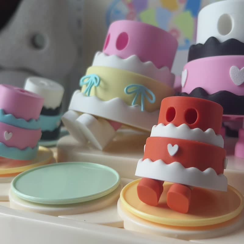 Zou Cake Keychains - Bow/Pink-Blue#3 - 鑰匙圈/鑰匙包 - 塑膠 粉紅色