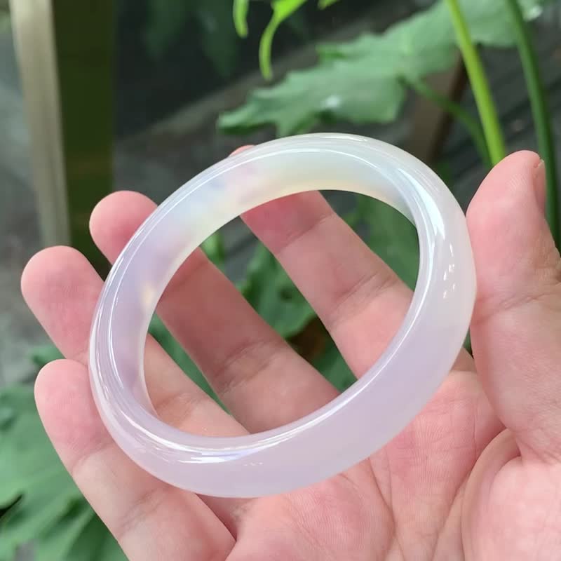 粉霧  | 粉玉髓 / 正圈平安鐲 / 手圍18 | 天然A貨玉石手鐲 - 手鍊/手環 - 玉石 粉紅色
