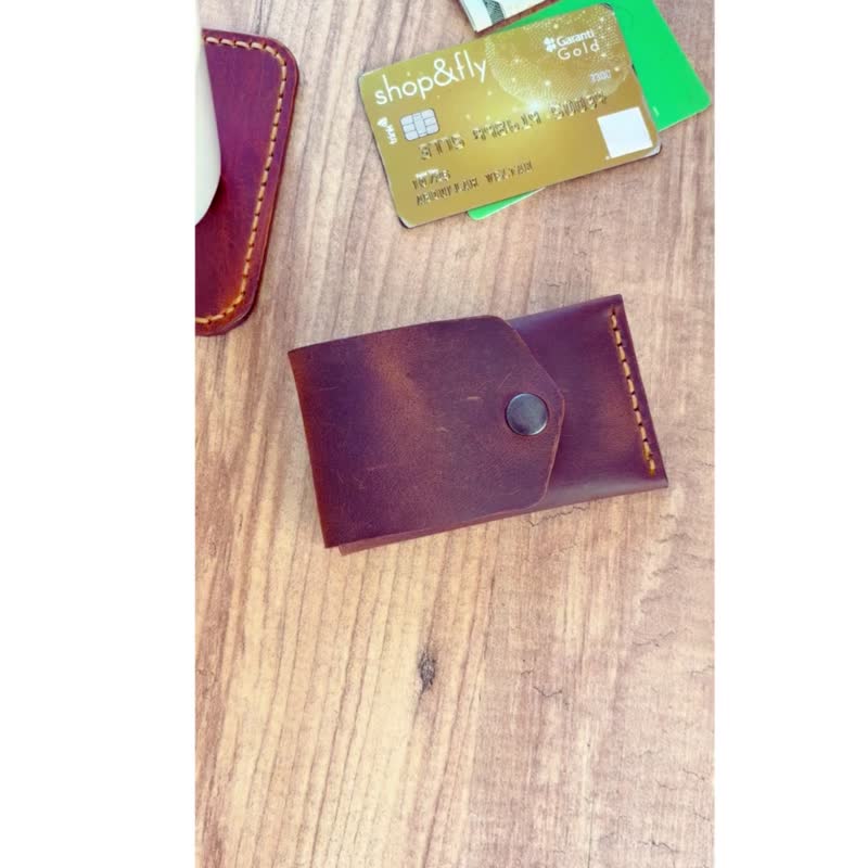 Minimalist Leather Card Holder Wallet - Slim Handmade Pocket Wallet - 錢包/皮夾/長短夾 - 真皮 