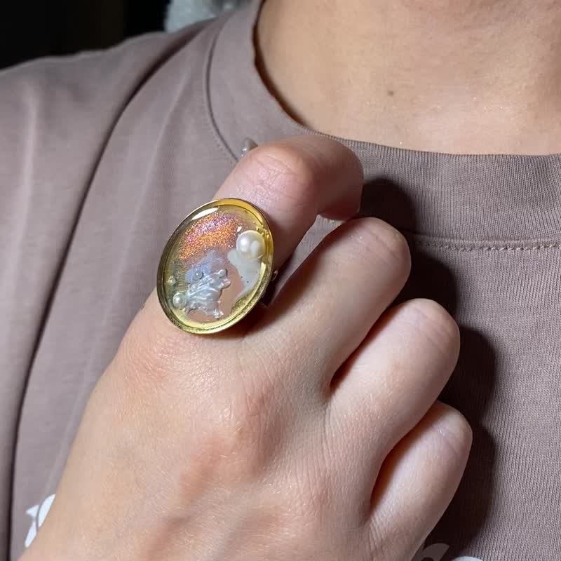 Xingchen feeling resin glue Silver ring - แหวนทั่วไป - โลหะ สีทอง