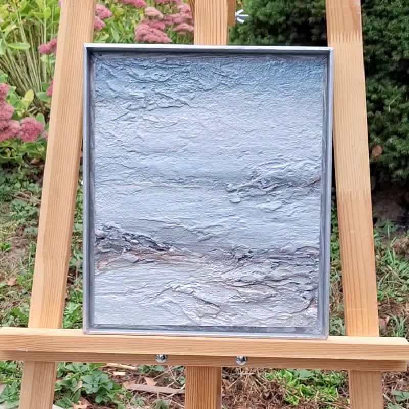 Small abstract painting from the artist, a landscape in gray shades - ตกแต่งผนัง - วัสดุอื่นๆ สีเทา