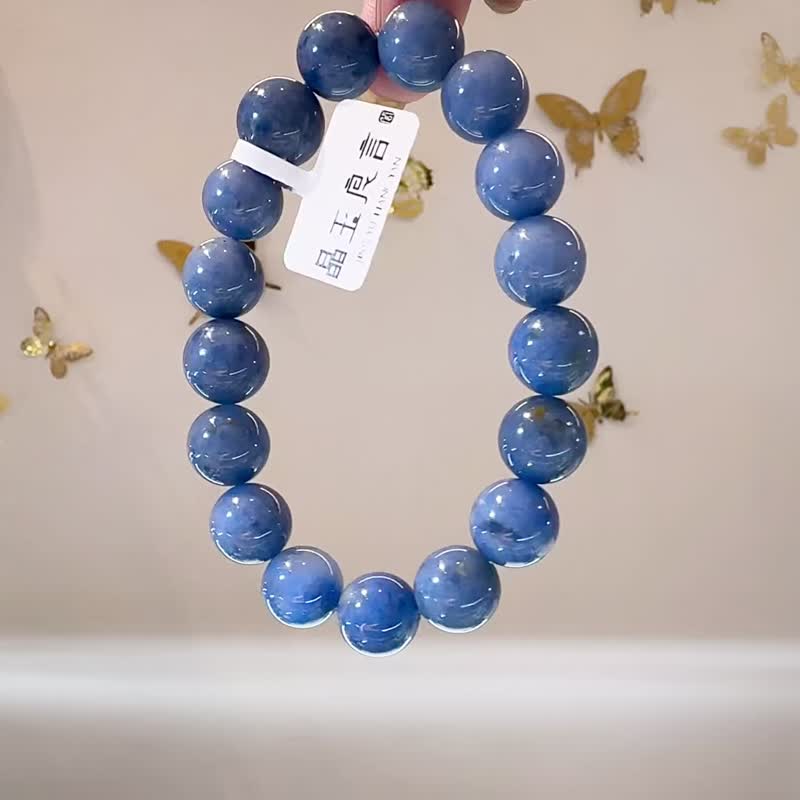 天然全滿色藍絨晶12mm40.20g手珠防甲狀腺亢進加強表能力療癒磁場 - 手鍊/手環 - 水晶 藍色