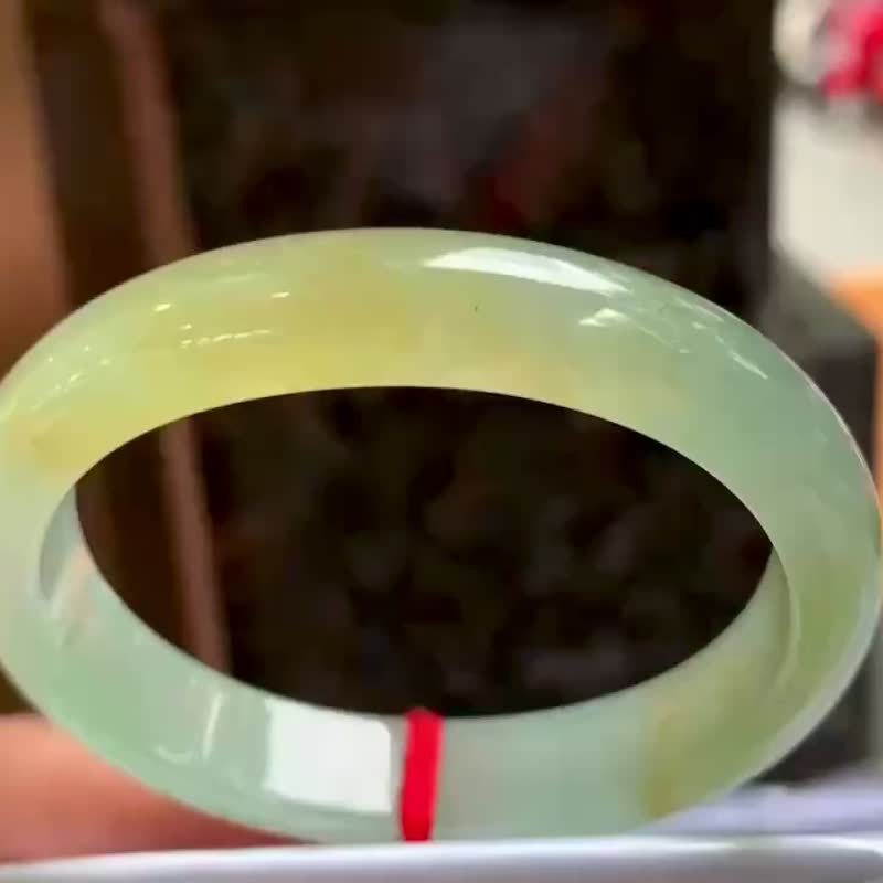冰種 天然翡翠 緬甸 A玉 玉鐲 • 冰種秋香翡翠貴妃鐲 - 手鍊/手環 - 玉石 黃色
