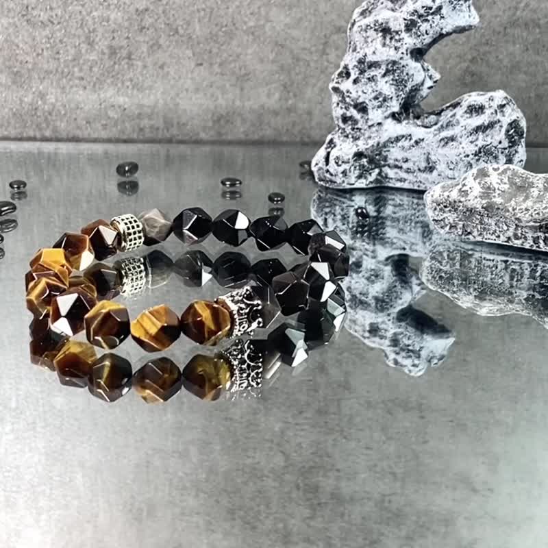 The tiger shines in the world | tiger's eye silver Stone| a symbol of courage and domineering | men's crystal bracelet - Bracelets - Crystal Yellow