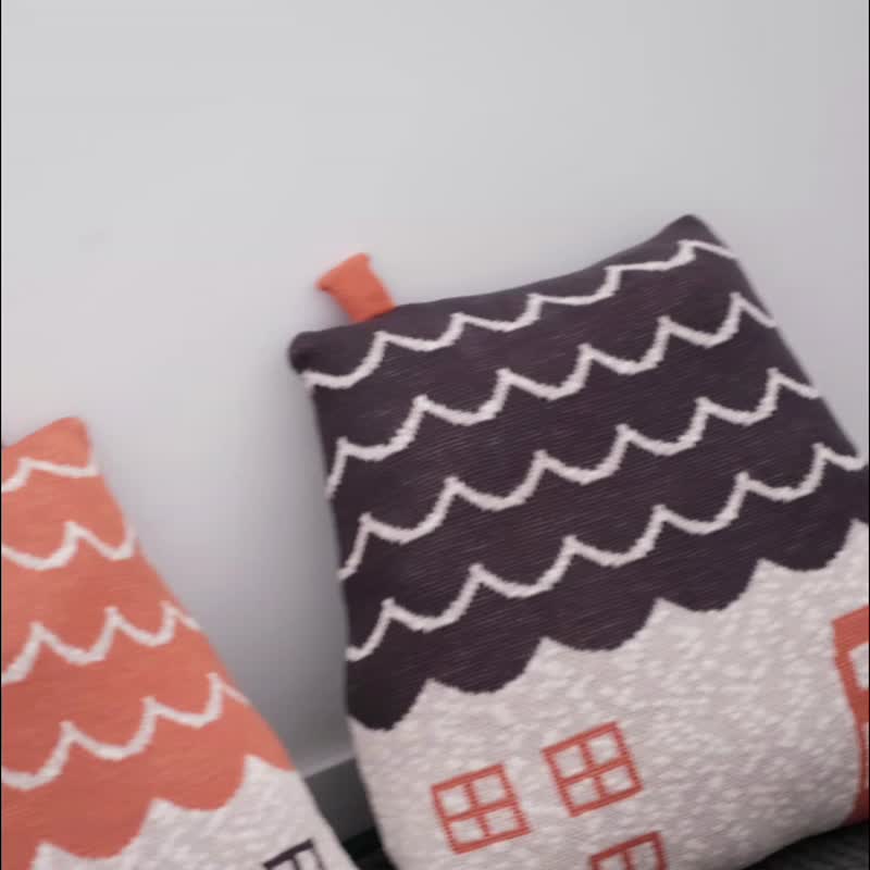 Cotton Jacquard Knitted House Cushion Sofa Cushion Room Decorative Pillow - Pillows & Cushions - Cotton & Hemp 