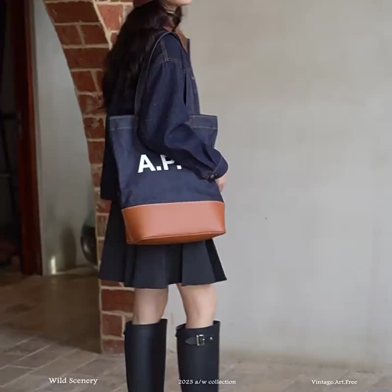 藏青色彩點 boylish 復古燈芯絨牛仔外套 翻領寬鬆夾克上衣 - 女大衣/外套 - 棉．麻 藍色