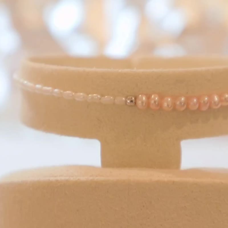 925 SILVER天然香檳金色米仔珍珠手鏈-MOOD TODAY 系列 - 手鍊/手環 - 珍珠 橘色