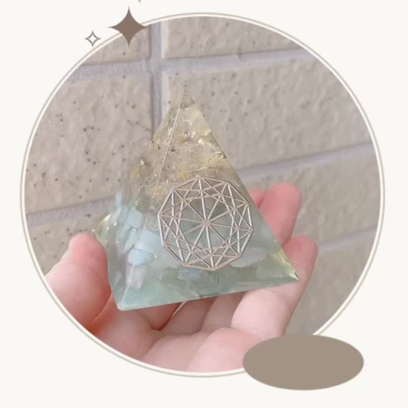 [White Crystal + Blonde Crystal + Aquamarine] Orgonite (6cm/5cm/4cm) - Items for Display - Crystal 