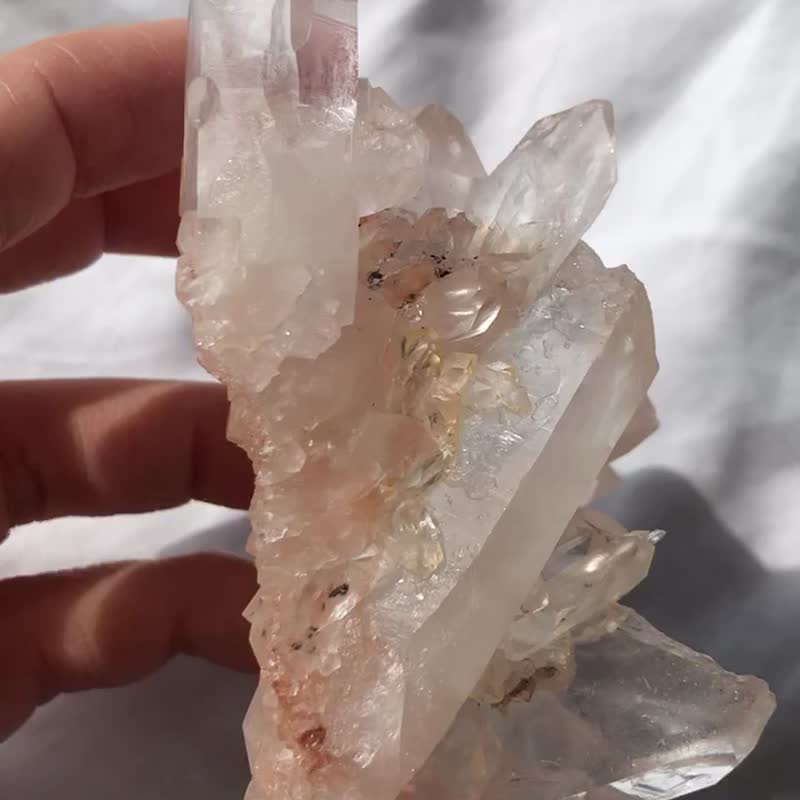 喜馬拉雅白水晶簇 白晶 粉透亮 水晶原礦 天然原石 水晶 quartz - 擺飾/家飾品 - 水晶 粉紅色