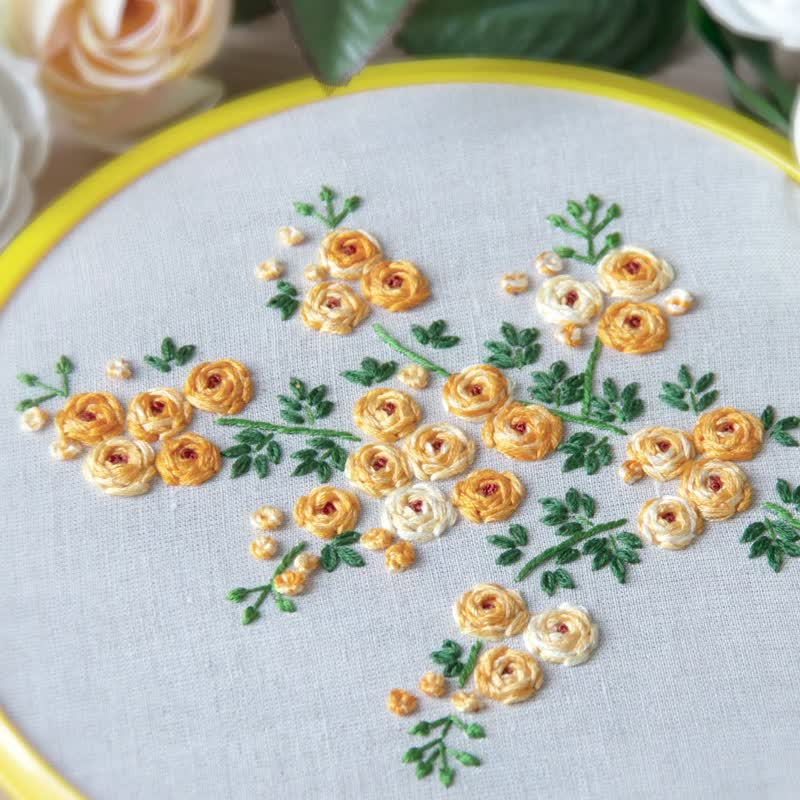 DIY 刺繡圖案設計和教學玫瑰適用於 4 至 8 英寸  箍 PDF 下載 - 手工藝教學/工具書 - 其他材質 