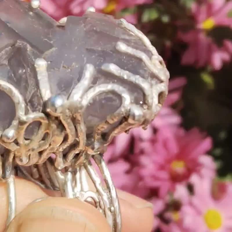 螢石原礦手工銀戒 純銀戒指~ ** 薰 **~ Fluorite Silver Ring - 戒指 - 純銀 