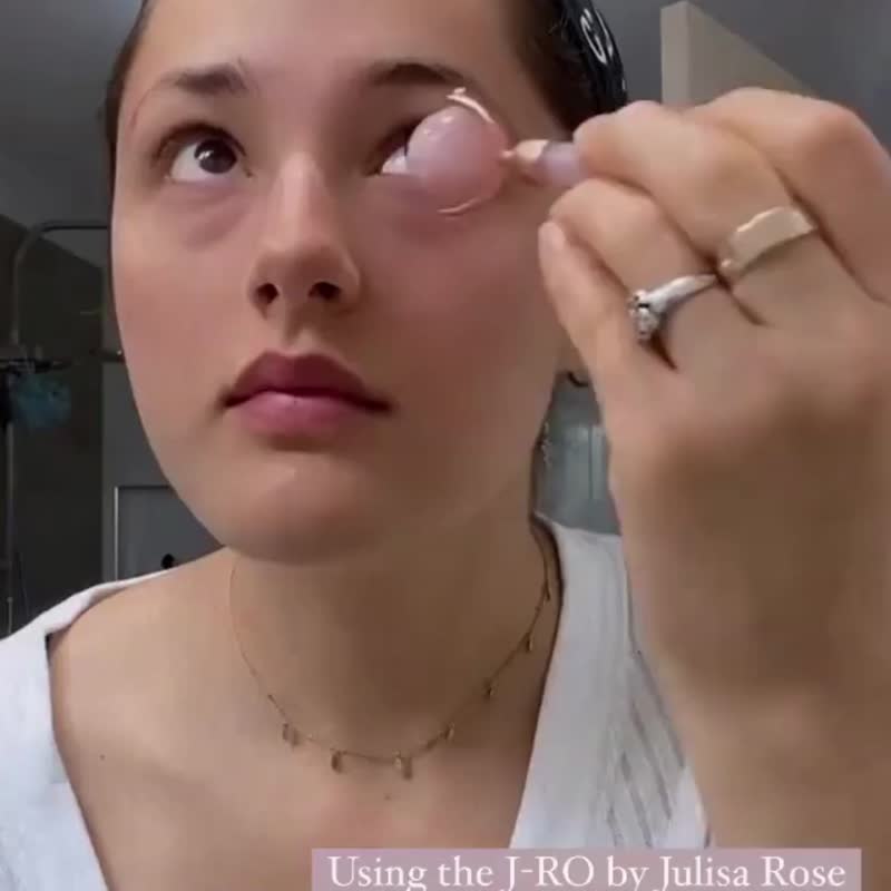 Rose Quartz Skin Contouring DUO: Rose Quartz Face Roller + Gua Sha Stone - Facial Massage & Cleansing Tools - Gemstone Pink