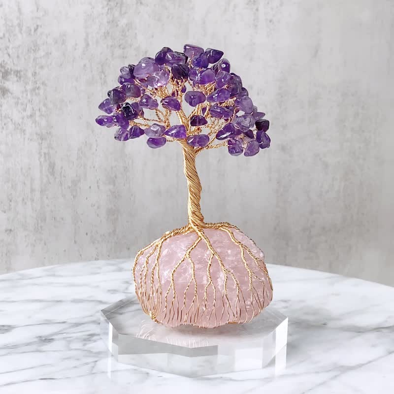 永生水晶樹 // 紫水晶粉晶 // 好人緣 貴人運 智慧創意 - 擺飾/家飾品 - 水晶 粉紅色