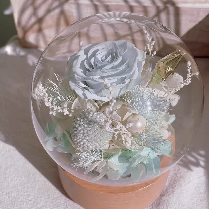 Immortal flower eternal flower rotating music box ice and snow music box Christmas gift exchange gift - Dried Flowers & Bouquets - Plants & Flowers Multicolor