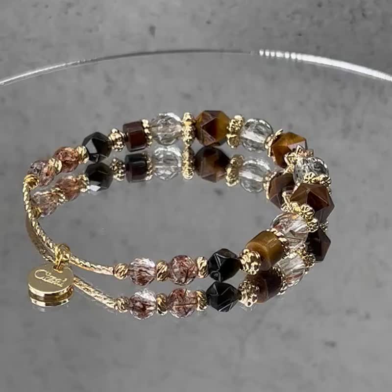 To ward off evil and bring good luck, yellow tiger eye black gold ultra-seven Silver Stone natural crystal bracelet Maillard - Bracelets - Crystal 