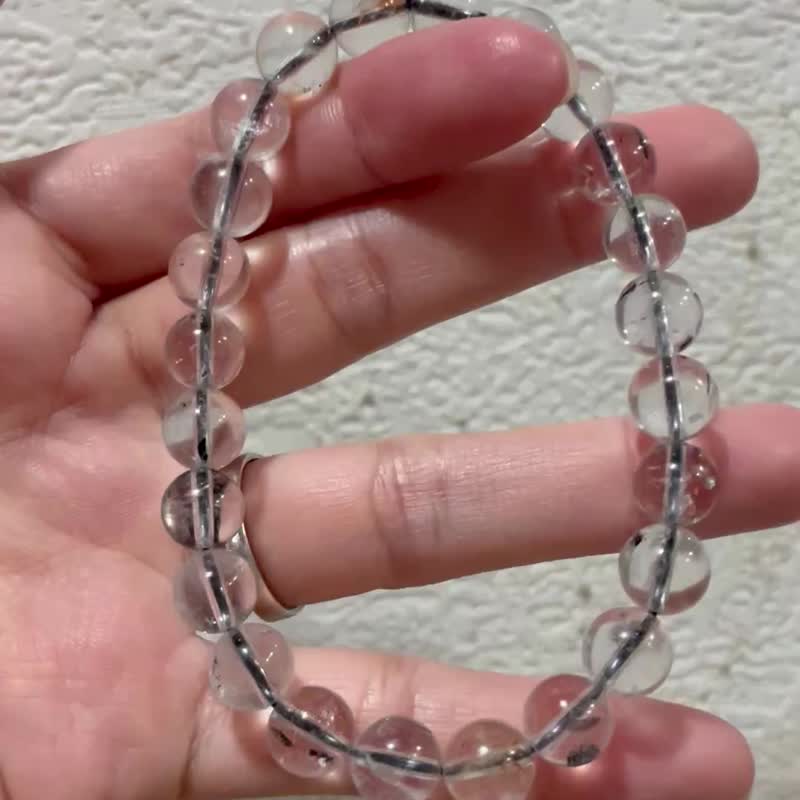 Serene Bloom [Clear Quartz Water-Through Body Floating Flower Yellow Mud Bone Material Hand String] Heart-Calming Flower Crystal / One Item, One Shot - สร้อยข้อมือ - คริสตัล สีใส