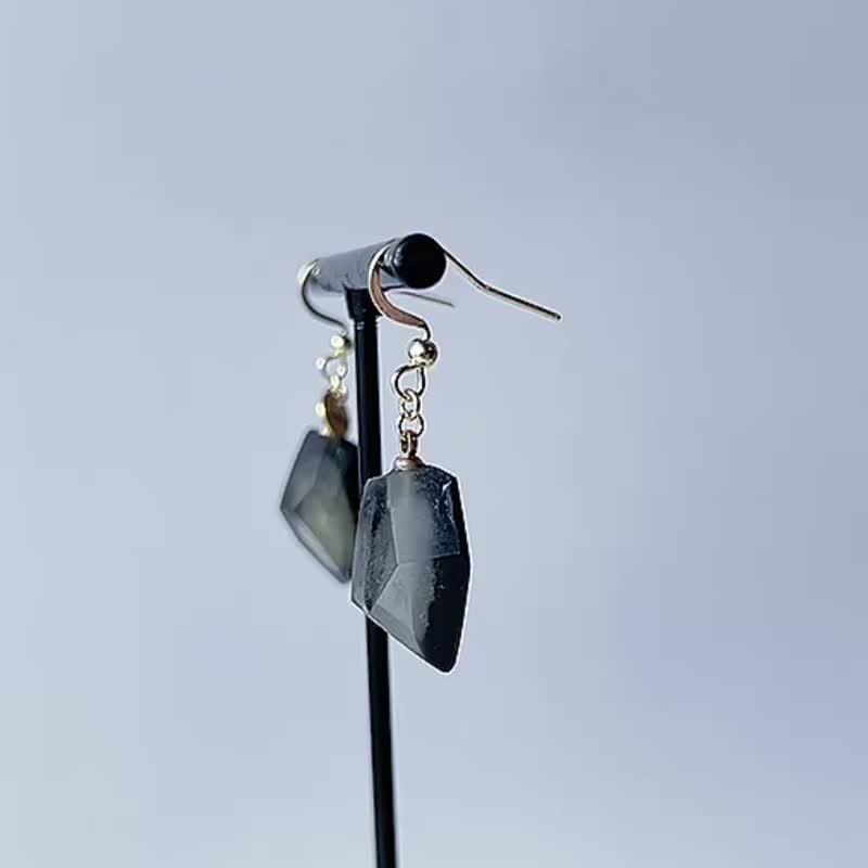 Frames 垂墜耳夾 / 碎片 / 銀河鐵道之夜 6-a - 耳環/耳夾/耳骨夾 - 樹脂 藍色