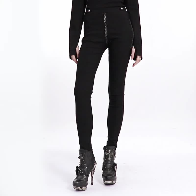 Punk Assassin Rivet Military Trousers/ Out of Print - กางเกงขายาว - วัสดุอื่นๆ สีดำ