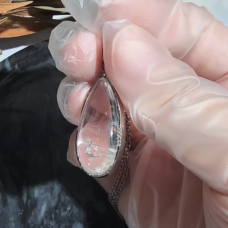 幻夢2 925銀白水晶晶中晶鈦鋼項鍊 獨家罕見品 - 項鍊 - 水晶 透明