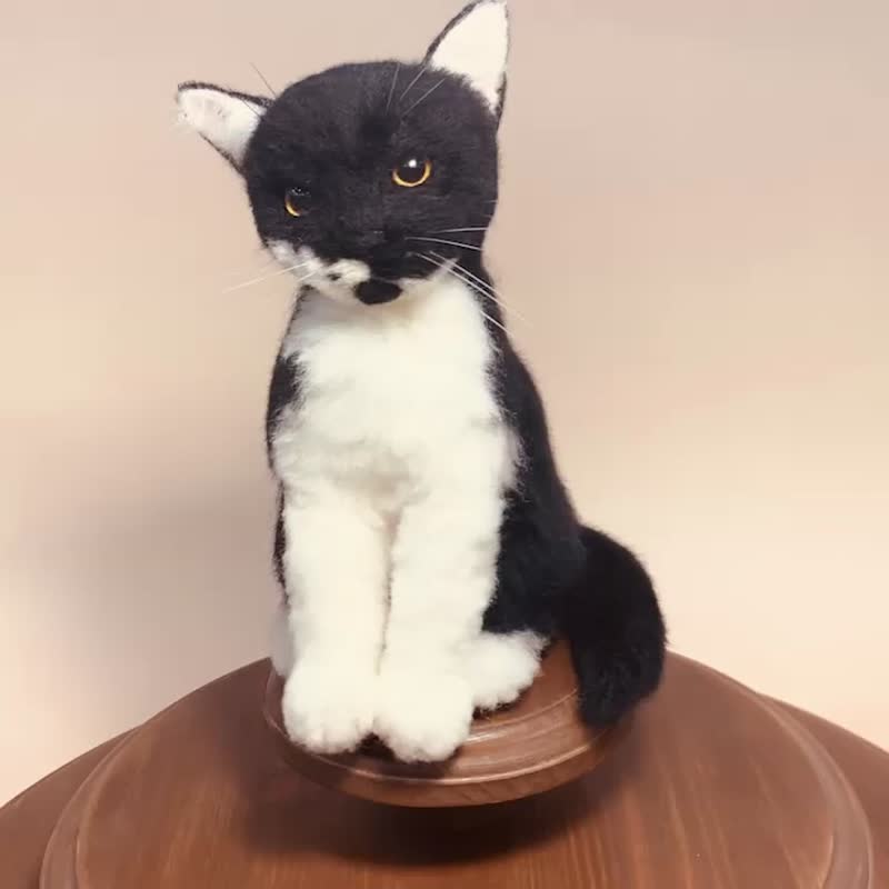 custom-made wool felt pet cat full body - Stuffed Dolls & Figurines - Wool Black