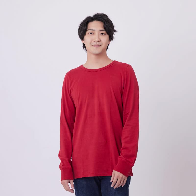 無地 ウォッシュ加工 快適 純綿Tシャツ 男性用 / Red - Tシャツ メンズ - コットン・麻 レッド