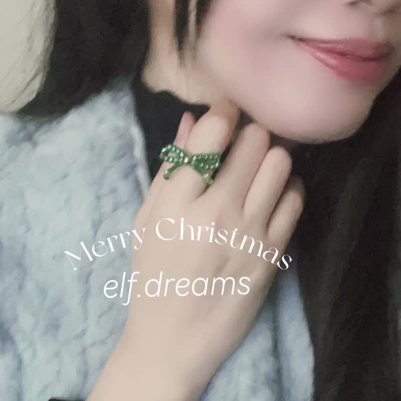 串珠戒指 現貨 聖誕紅 聖誕綠 全手工製作 串珠戒指 飾品 elf - 戒指 - 玻璃 