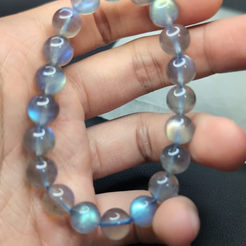 [Customized products] Illuminated Gray Moonstone Labradorite Bracelet Natural Crystal 4-9.5mm - Bracelets - Crystal 