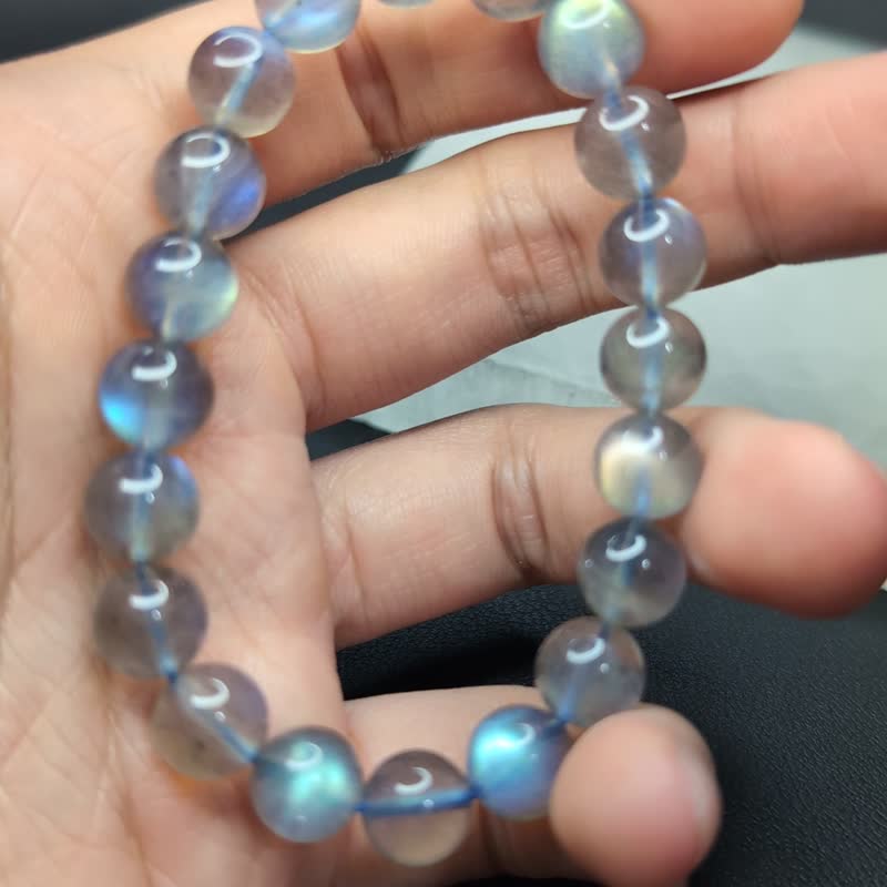 [Customized products] Illuminated Gray Moonstone Labradorite Bracelet Natural Crystal 7-9mm - Bracelets - Crystal 