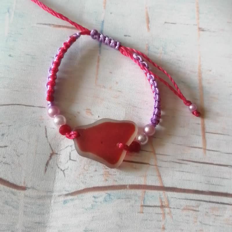 紅海玻璃手鍊.Shippie 珠寶手鍊朋友禮物禮物手作生日手環 - 手鍊/手環 - 琉璃 紅色