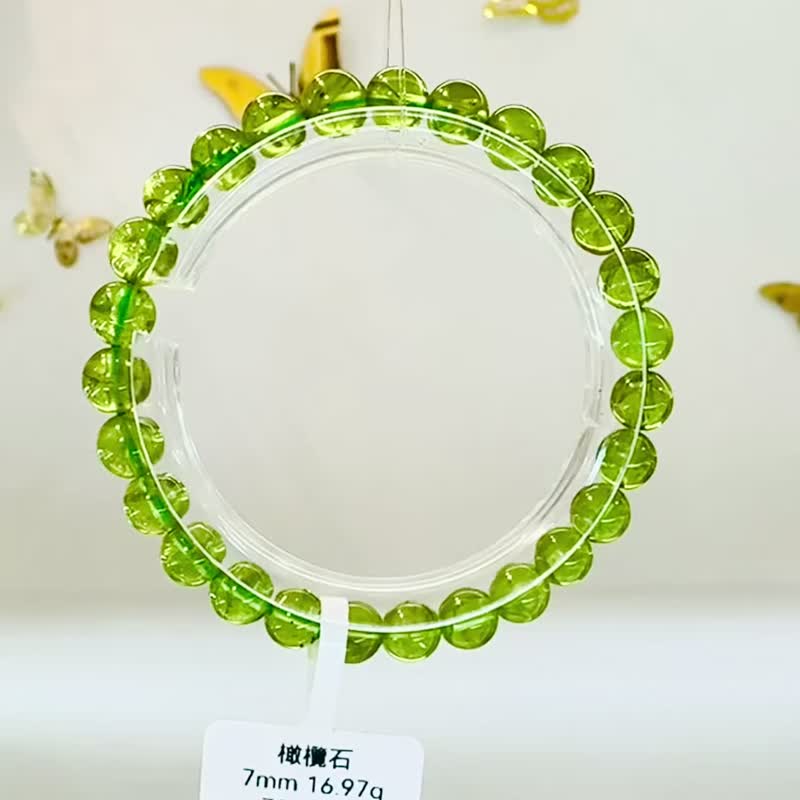 天然財富之光橄欖石7mm16.97g水晶招貴人正向思考增進人際關係 - 手鍊/手環 - 水晶 綠色