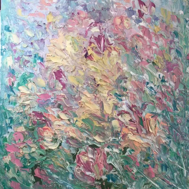 Fantasy flowers oil painting - ตกแต่งผนัง - วัสดุอื่นๆ สึชมพู