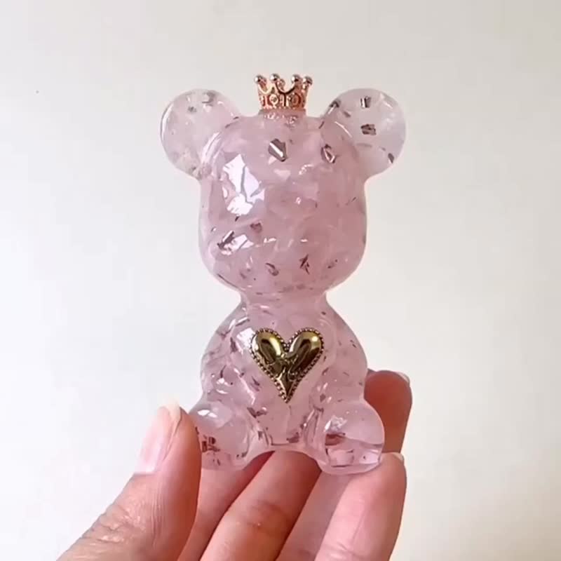 水晶愛心熊 M號 | 生日禮物 情人節禮物 | 粉水晶 月光石 - 擺飾/家飾品 - 水晶 多色