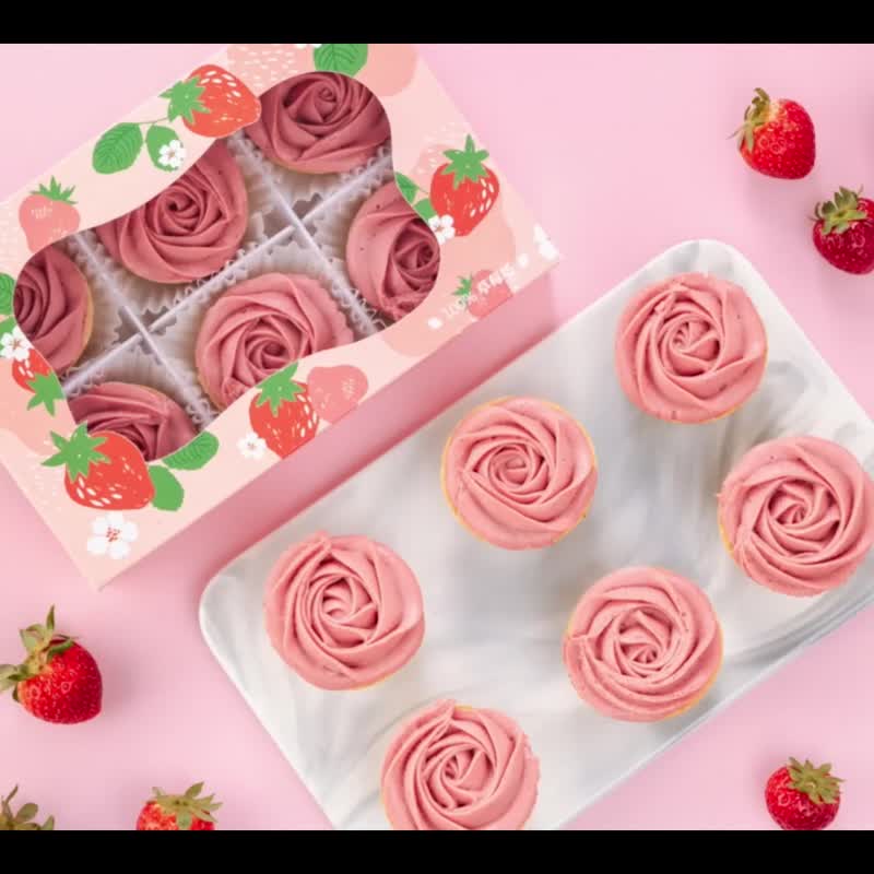 【Fab Sweet】French strawberry tart 6 pieces - Cake & Desserts - Fresh Ingredients Pink