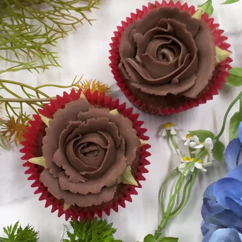 AY baker 可可風味 玫瑰造型 杯子蛋糕 cupcake - 蛋糕/甜點 - 新鮮食材 咖啡色