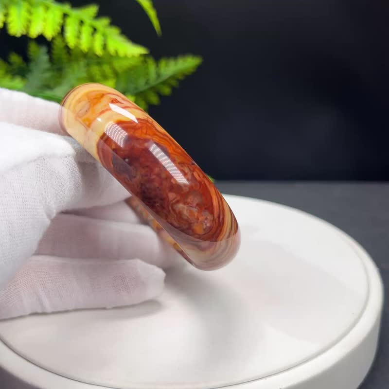 精美 墨西哥瘋狂瑪瑙手鐲 53MM 高瓷玉化天眼多彩錦紋 凈化恩愈 - 手鍊/手環 - 半寶石 多色