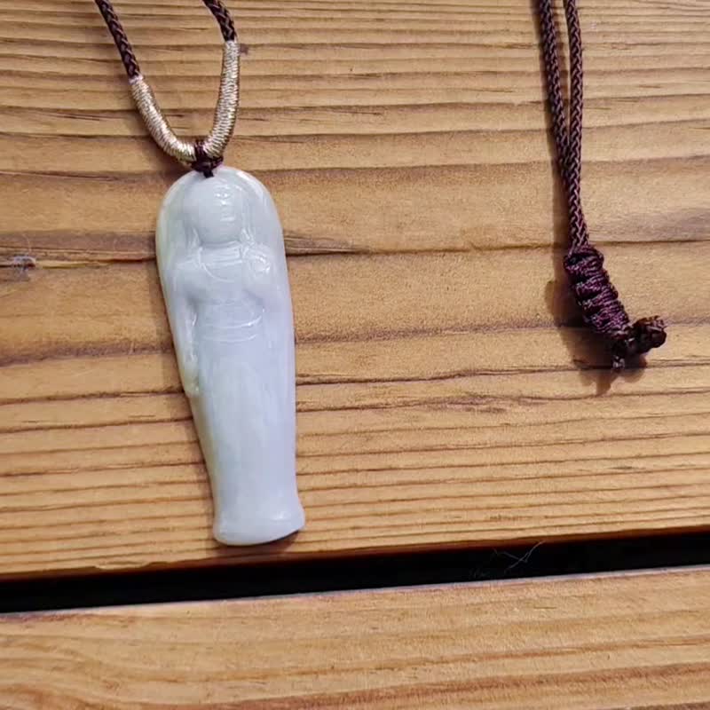 親翠 天然翡翠 冰微紫春彩站觀音調整式繩鏈 佛系 - 項鍊 - 玉石 多色