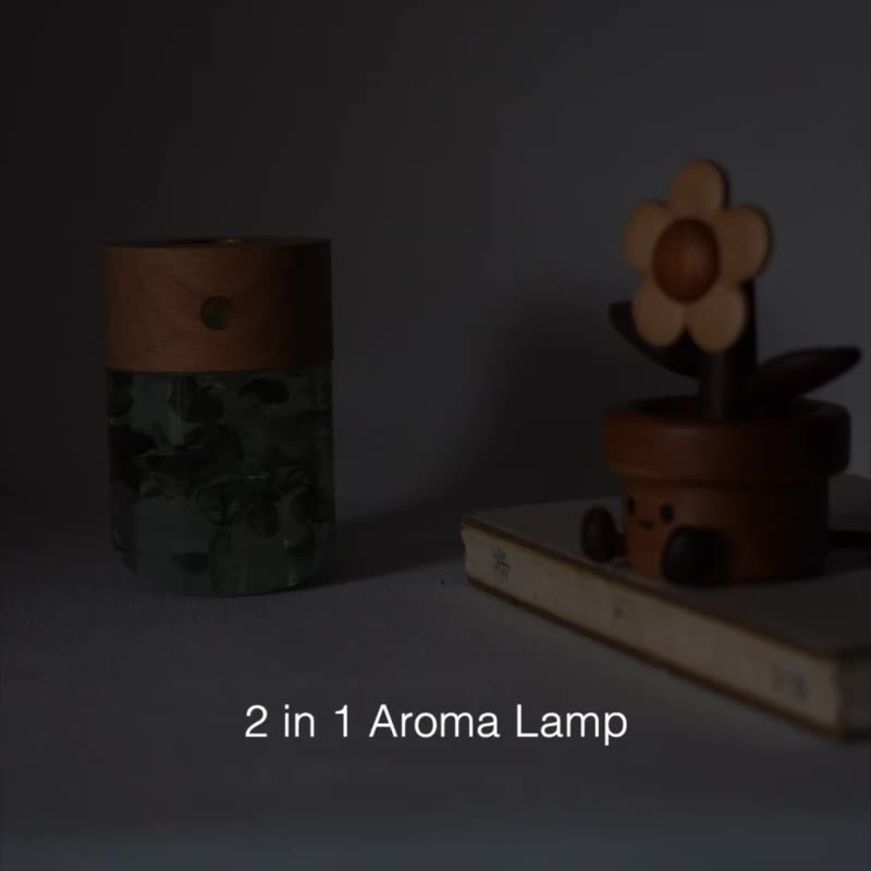 手工精油香氛燈 彩繪樹脂夜燈 香氛療癒 舒壓加熱 實木燈座設計 - 燈具/燈飾 - 樹脂 多色