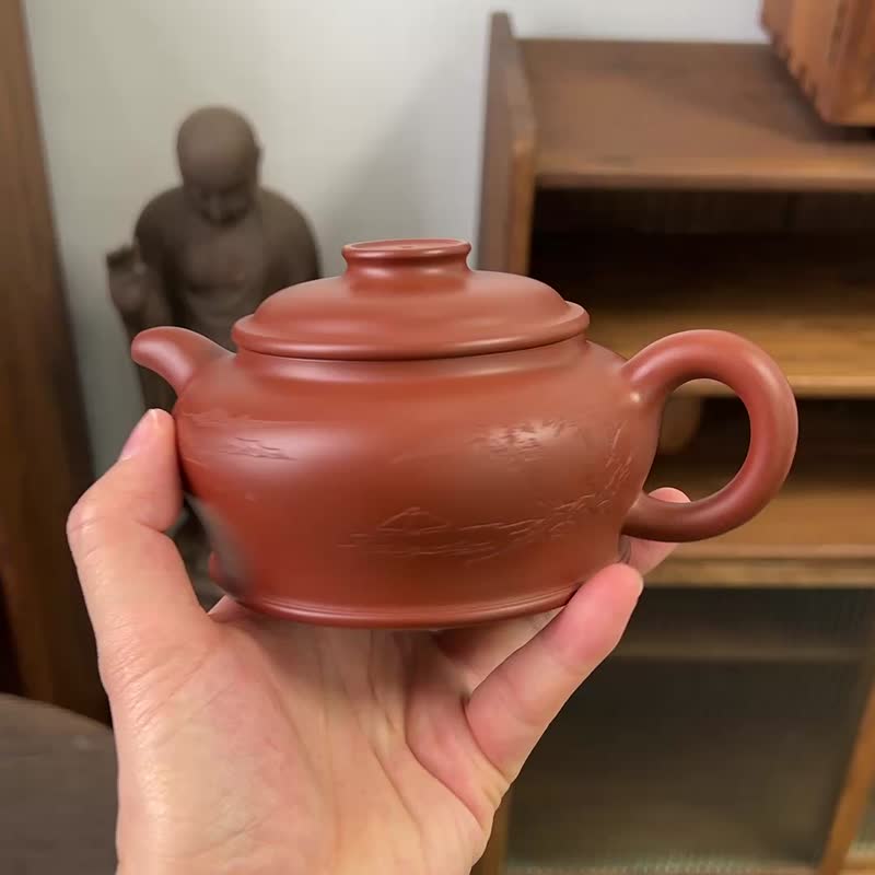 融尘 全手工 330cc 原矿极品红皮龙 正宗润泽 器型大气 型神兼 - 茶壺/茶杯/茶具 - 陶 灰色