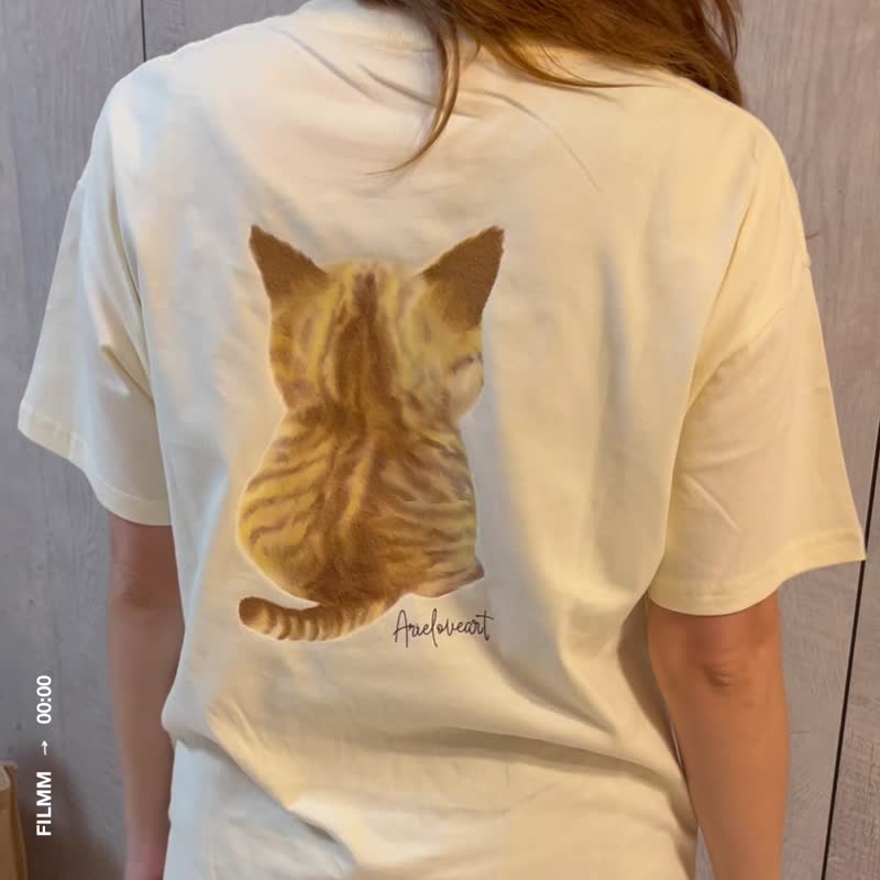 夏日小黃貓給手手4色短袖T恤 - T 恤 - 棉．麻 