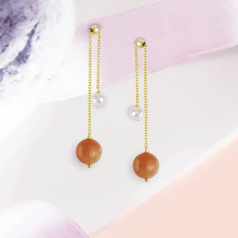 Sunstone Pearl Earrings/Clip-ons Earrings - Earrings & Clip-ons - Pearl 