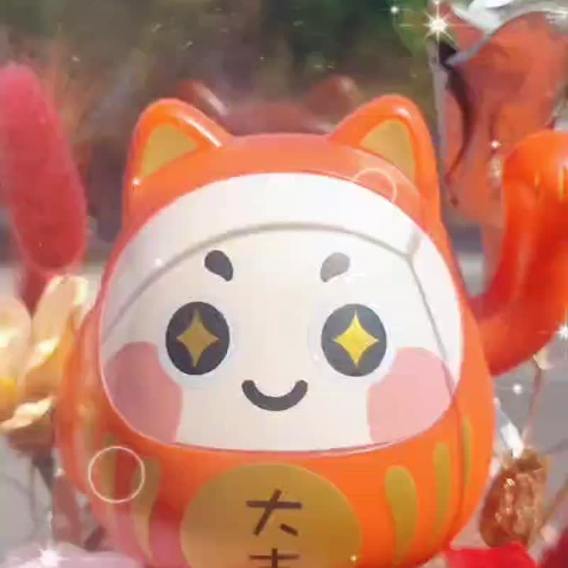 [Qu Ling Studio] Lucky Cat Daruma Flower Gift Opening Flower Gift Lucky Cat Daruma - Dried Flowers & Bouquets - Plants & Flowers Multicolor