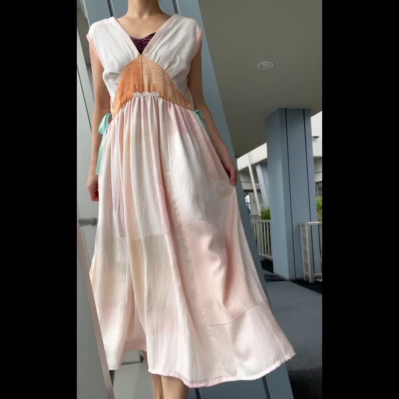 Beautiful dress made from unused high quality Kimono SILK - One Piece Dresses - Silk Pink