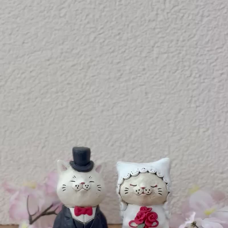 布施貓 | 西式婚禮貓 套裝 - 擺飾/家飾品 - 陶 