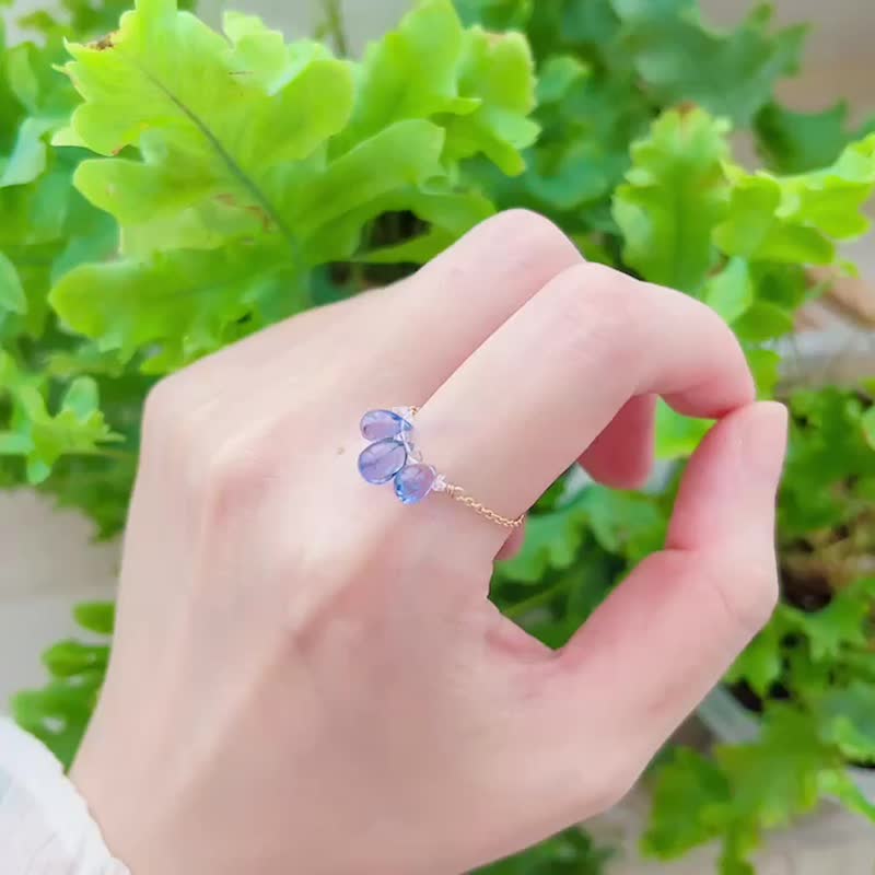 畢業級坦桑石 珠寶釉光感 霓虹紫藍戒鏈 14K - 戒指 - 寶石 紫色